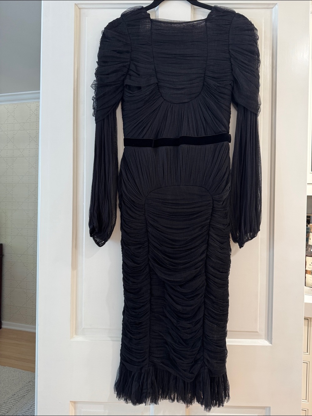 Tom Ford Black Ruched Long-Sleeve Midi Dress - Picture 5 of 16